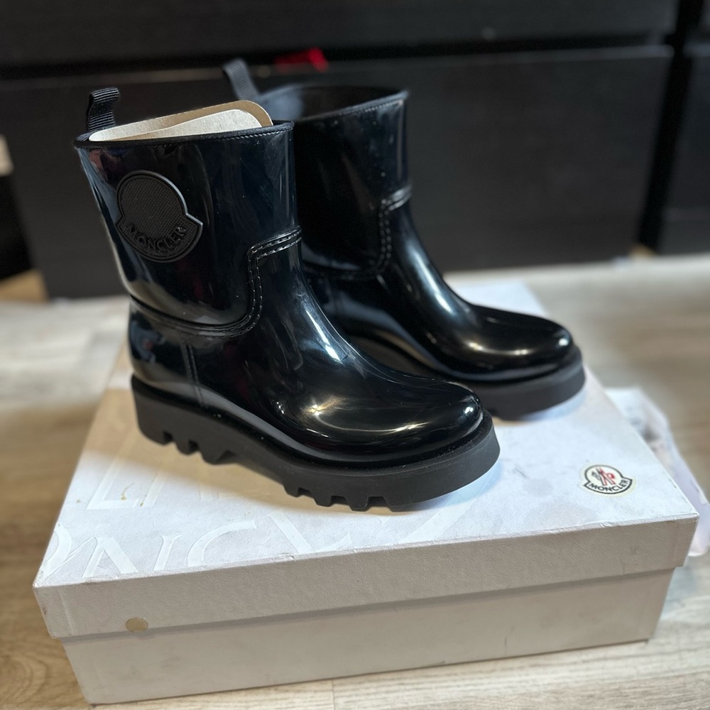 Moncler black rain boots